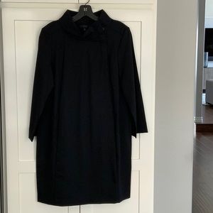 Black wool blend shirt dress